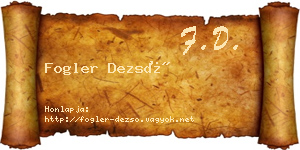 Fogler Dezső névjegykártya