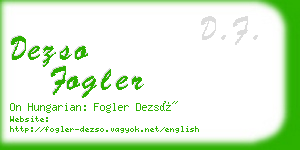 dezso fogler business card